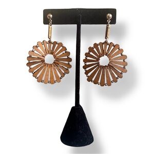 Wooden Sunburst Drop Earrings